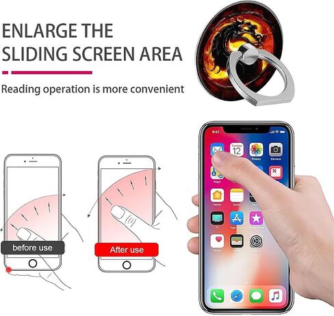 حامل حلقة إصبع الهاتف الخليوي حامل مناسب لـ iPhone ، نمط التنين الأحمر الذي يتميز بزاوية 360 درجة ، الهاتف الخليوي العالمي ، وأجهزة أقراص خلفية. in Kuwait