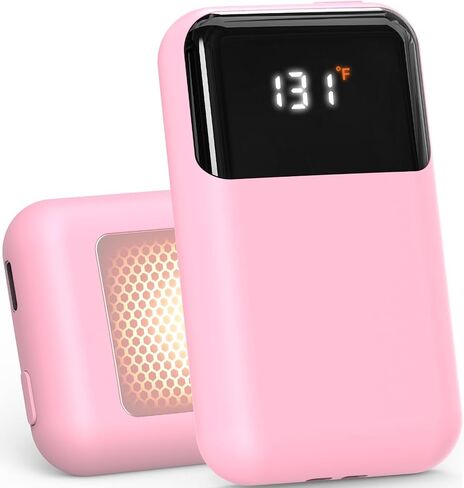 Hand Warmers Rechargeable with Gift Box, Electric Hand Warmer with LED Battery and Temperature Display, 4 Heating Levels Portable Pocket Heater, for Men, Women, Hunting (Pink, 2 Pack) in Saudi Arabia
