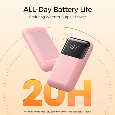 Hand Warmers Rechargeable with Gift Box, Electric Hand Warmer with LED Battery and Temperature Display, 4 Heating Levels Portable Pocket Heater, for Men, Women, Hunting (Pink, 2 Pack) in Saudi Arabia