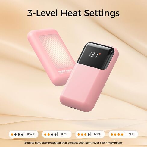 Hand Warmers Rechargeable with Gift Box, Electric Hand Warmer with LED Battery and Temperature Display, 4 Heating Levels Portable Pocket Heater, for Men, Women, Hunting (Pink, 2 Pack) in Saudi Arabia