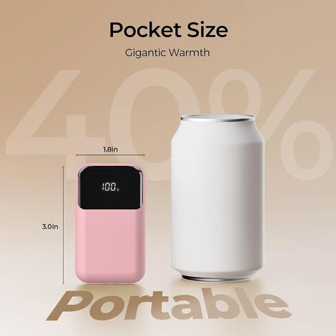 Hand Warmers Rechargeable with Gift Box, Electric Hand Warmer with LED Battery and Temperature Display, 4 Heating Levels Portable Pocket Heater, for Men, Women, Hunting (Pink, 2 Pack) in Saudi Arabia