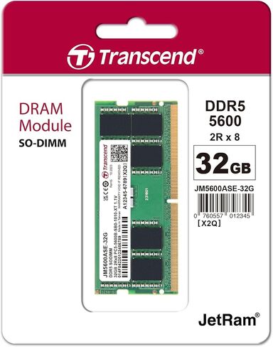 Transcend 32GB DDR5 5600 SO-DIMM 2Rx8 1.1V, RAM, Notebook/Laptop Computer Memory - JM5600ASE-32G in Saudi Arabia