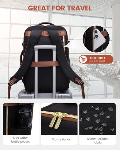 LOVEVOOK Travel Backpack for Women, 40L Carry on Backpack for Airplanes, Large TSA Personal Item Travel Bag Fits 17.3" Laptop, Water-Resistant Business Weekender Back Pack, 4Pcs in Saudi Arabia