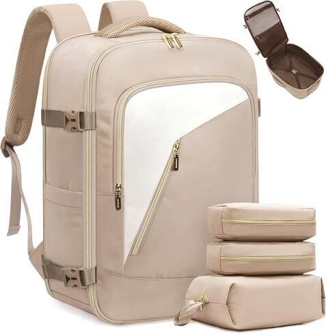 LOVEVOOK Travel Backpack for Women, 40L Carry on Backpack for Airplanes, Large TSA Personal Item Travel Bag Fits 17.3" Laptop, Water-Resistant Business Weekender Back Pack, 4Pcs in Kuwait