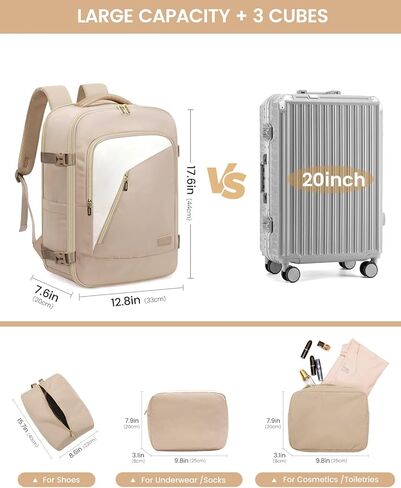 LOVEVOOK Travel Backpack for Women, 40L Carry on Backpack for Airplanes, Large TSA Personal Item Travel Bag Fits 17.3" Laptop, Water-Resistant Business Weekender Back Pack, 4Pcs in Kuwait