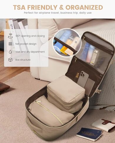 LOVEVOOK Travel Backpack for Women, 40L Carry on Backpack for Airplanes, Large TSA Personal Item Travel Bag Fits 17.3" Laptop, Water-Resistant Business Weekender Back Pack, 4Pcs in Kuwait