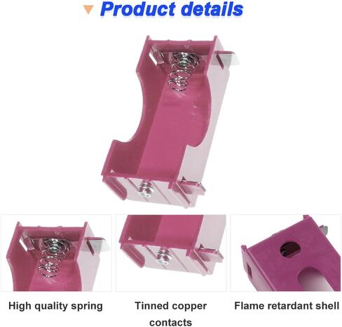 حامل بطارية الخلية D ، 80 × 35 ملم D Size Battery Case Science Physical Plastic D Battery حامل البطارية لتوصيلات متوازية أو سلسلة (10 حزمة ، وردي) in Kuwait