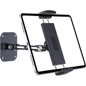 Tablet Wall Mount Holder, Aluminium Foldable Wall Mount for IPad with 360° Adjustable Rotating Base for iPad Pro Air Mini, Galaxy Tab, All 4.7-13" Phones and Tablets