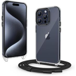 Mkeke Lanyard Crossbody Case for iPhone 13/14 Shockproof Shoulder Lightweight Lanyard Cases Black