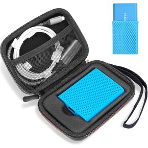 ProCase Shockproof Carrying Case + Silicone Cover Combo for Samsung T5 / T3 Portable 250GB 500GB 1TB 2TB SSD USB 3.1 External Solid State Drives, Protective Hard EVA Storage Case Bag -Black