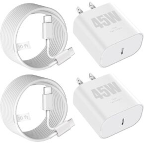 USB C Charger for iPhone 16 15,45W USB C iPhone 16 Super Fast Charger Block,2Pack Quick iPhone 16 15 Charger Fast Charger,10 FT Long USB C Charging Cord for iPhone 16 Pro Max/16 Pro/15 Pro Max/15 Plus