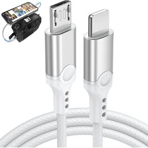 for Lightning to Micro USB Camera Adapter Cable MFi Certified for iPhone 14 13 12 11 XR Import Photo Video, Micro USB DSLR Camera OTG Cable for Canon M5 M6 Sony A7 A77 Nikon Nylon Braided Cord 3.3ft