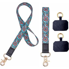 Universal Cell Phone Lanyard, Crossbody Phone Lanyard , Wrist Strap, lanyards for Keys, Adjustable Detachable Shoulder Strap and Phone Tether,Phone Strap Compatible with Most Smartphones-Flower 2