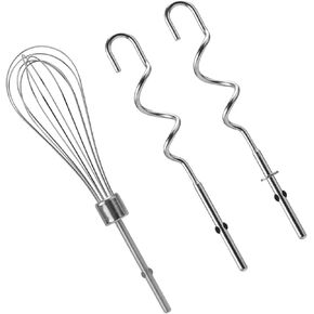 Hand Mixer Beaters Blender with 2 Dough Hooks, Stainless Steel Hand Mixer Whisk Attachment Replacement Parts Egg Beaters for Kitchen Accessories