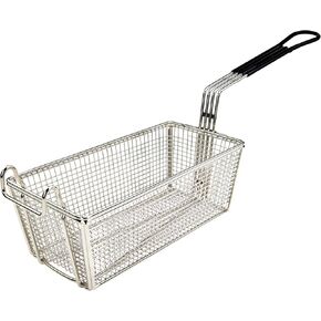 Wincо FB-05, 10-Inch Heavy-Gauge Deep Fry Basket with Black Coated Handle, French Fries Fryer Basket, NSF