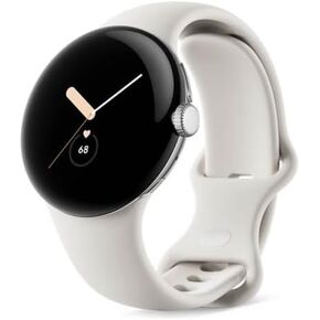 Google Pixel Watch, 41mm Polished Silver Case w/Chalk Active Band, Android Smartwatch with Fitbit Activity, Fitness, Sleep, Heart Rate Tracking, LTE Support