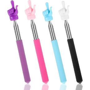 4 Pcs Extendable Hand Finger Pointer Stick Telescopic Classroom Teacher Pointer Retractable Demonstration Baton for Elementary School Kindergarten Children Reading Conference Presentation