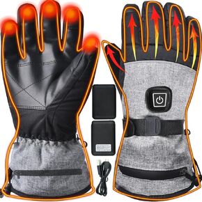 Heated Gloves for Men Women, Heated Motorcycle Gloves, Winter Rechargeable Electric Heating Gloves with Battery, Heated Mittens Hand Warmer Gloves for Outdoor Sports Cycling Skiing Camping Hiking Work