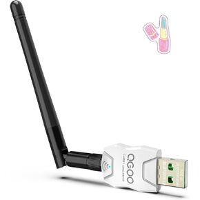 فئة 1 محول Bluetooth طويل المدى للكمبيوتر الشخصي ، محول QGOO USB Bluetooth للكمبيوتر الشخصي 5.3+EDR ، Bluetooth Dongle Receiver دعم Windows10/8.1/8/7 （White-170）