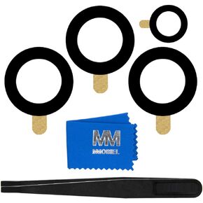 MMOBIEL Back Rear Camera Glass Lens Replacement Compatible with Samsung Galaxy S21 Ultra 2021 - Incl. Double Sided Adhesive, Tweezer and Cloth - Black