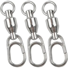 AGOOL Ball Bearing Swivel with Oval Split Rings, 30pcs Snap Swivels Power Snaps Quick Change Fishing Lure Rings Connector Stainless Barrel Bearing Fishing Swivel Fishing Tackle Saltwater
