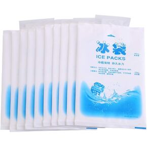 Reusable Ice Pack, Flexible Freezer Cold Packs for Lunch or Cooler Bag, PE Material 10 Pack with NO ICE(200ml)