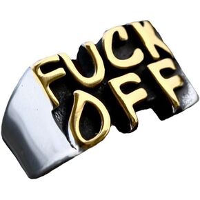 INRENG Stainless Steel Cool Statement Signet Ring Fuck Off Middle Finger Hip Hop Punk Biker Rings for Men Women