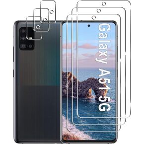 [3+3 Pack] Galaxy A51 Screen Protector + Camera Lens Protector, 9H Hardness Tempered Glass, Scratch Resistant, HD Clear, Easy Installation, Bubble Free, Screen Protector for Samsung Galaxy A51 5G