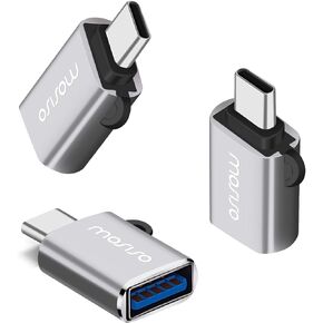 MOSISO USB C to USB Adapter 3 Pack, USB Type-C to USB Connector, Thunderbolt 3 to USB 3.0 Converter OTG Compatible with MacBook Pro 2024-2016/Air 2024-2018/Laptop/Tablet/Type-C Devices, Silver