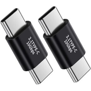 (2Packs USB C Male to Male Adapter,USB C Full-Featured,Support 10GBbps Rate, Audio and Video, Fast Charging Adapter，C-Type Double Plug，Mobile Phone Laptop USB 3.1 Charging Converter