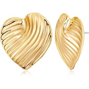 Gold Twisted Heart Hoop Stud Earrings Hollow Heart Dangle Earrings for Women