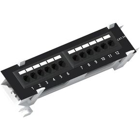 1U 12 Ports Cat6 Wallmount Patch Panel, UTP Ethernet Patch Panel with RJ45 Cat6 Adapter Patch Panel