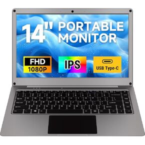 ELECROW Portable Monitor with Keyboard 14" FHD 1080P USB C Monitor with Built-in Battery External Monitor for Phone Compatible with Raspberry Pi PC Xbox Switch - CrowView Note with RPi5 Adapter