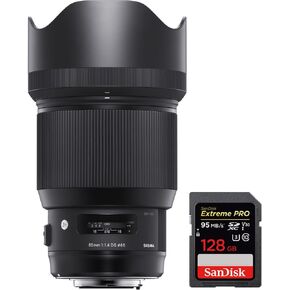 Sigma (321954) 85mm F1.4 DG HSM ART عدسة مستشعر الإطار الكامل لـ Canon + Sandisk Extreme Pro SDXC 128GB UHS-1 Card in Kuwait