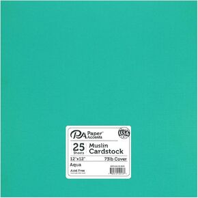 PA Paper Accents Muslin Cardstock 12" x 12" Deep Black, 73lb Colored cardstock Paper for Card Making, Scrapbooking, Printing, Quilling and Crafts, 25 Piece Pack
