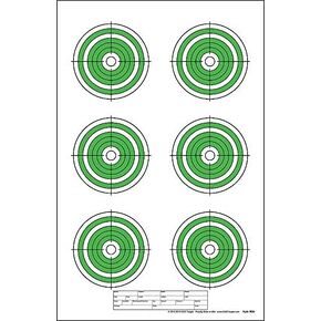 Red Dot Optics Style 6: Six 4' Bullseyes by EZ2C Targets | Paper Targets | High Visibility Firearms and Rifles Targets 11" x 17" (25 Count)