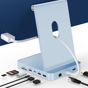 Minisopuru iExpandMate DS802PRO iMac Accessories with 4K@60Hz HDMI, USB C Charging, 2.5GbE, 4TB M.2 SSD Enclosure, USB C Hub for iMac 24 inch M1/M3/M4, iMac Hub with 4 USB, SD/TF, Audio | Silver