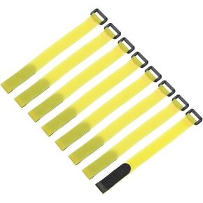 meccanixity 8pcs تعادل البطارية القابلة لإعادة الاستخدام لأشرطة ، 0.8x10 "البطارية الأصفر النايلون متعدد الأغراض امسك حلقة ربط حزام سزام قابلة للتعديل لربط كوادكوبترز FPV RC DRONE BOAT CAR