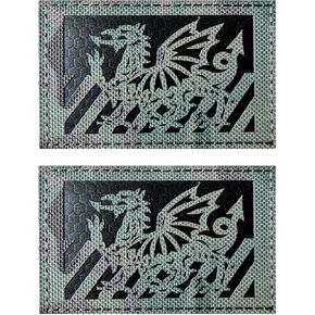 2PCS AliPlus Wales Flag Patches IR Infrared Reflective Patches Laser Cut Patch Tactical Morale Patch Hook and Loop(CP)