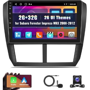 Android Car Stereo for Subaru Forester Impreza WRX 2008 2009 2010 2011 2012 9 Inch Touchscreen Car Radio with Apple CarPlay Android Auto Bluetooth GPS WiFi FM HiFi Backup Camera MIC 2G+32G