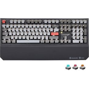 Hexgears X5 Mechanical Gaming Keyboard 108 Keys, Kailh Box Rose Red Switch Wired/Wireless 2.4G Dual Mode with White LED Backlit and Ergonomic Wrist Rest