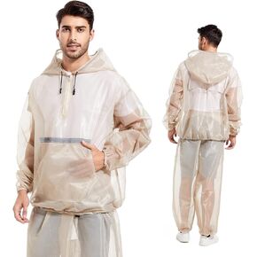 MIMI FUNN Mosquito Net Suit Ideal for Fishing, Hiking, Camping, Farming and Gardening (Beige), Large size
