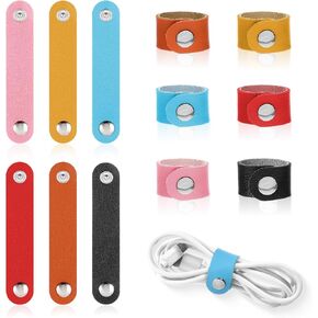 Molain 12Pcs Leather Cord Organizer, Reusable Cable Straps Cable Ties Phone Cord Keepers Multipurpose Cord Holder for Charging Cords Earphone Computer Wire Desk Cable Management Travel Accessories