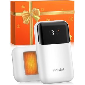 Hand Warmers Rechargeable with Gift Box, 2 Pack Electric Hand Warmer with LED Display Battery and Temperature, 4 Heating Levels Portable Hot Hands, for Men, Women, Hunting White
