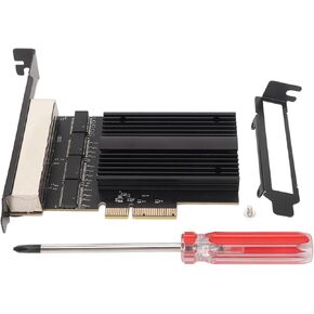 GOWENIC I226 V Quad Port Network Card, 2.5G Gigabit Quad Port Network Card, Inter I226 V Quad Port PCI E Gaming Network Interface Card for Gaming for Office Support for for Mac OS