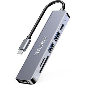 USB C Hub, USB C Adapter Compatible with MacBook Pro/Air Adapter, 6-in-1 with 4K HDMI Output Compatible with SD/TF Card Reader, 100W PD, Laptop and Other Type C Devices
