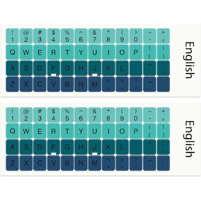 ملصقات لوحة المفاتيح 2PCS باللغة الإنجليزية ، ملصق استبدال لوحة المفاتيح العالمي لجهاز الكمبيوتر المكتب الكمبيوتر المحمول للكمبيوتر (GRADIENT GREEN) in Kuwait