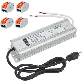 12V LED Driver 150 Watts 110V to 12 Volt Power Supply Waterproof IP67 Transformer 150W 12V DC LED Power Supply AC to DC Converter with 3 Prong Plug, 120V AC to 12V DC Power Adapter Low Voltage
