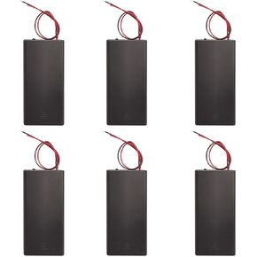 18650 Black 2X 3.7V Battery Holder, 2 Slots x 3.7V for 2x18650 Batteries Box Container with ON/Off Switch and Wire Leads