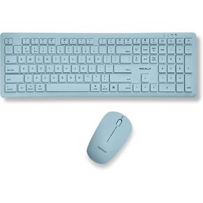 Macally Wireless Keyboard and Mouse Combo for Mac mini/Pro, iMac, MacBook, iPad, iPhone - Compatible Bluetooth Apple Keyboard and Mouse Combo (Multi Device, Rechargeable, Emoji Keys) - Light Green